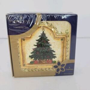 Pimpernel Christmas Eve Collection Cork-Backed Coasters, 4" sq. - Set of 6